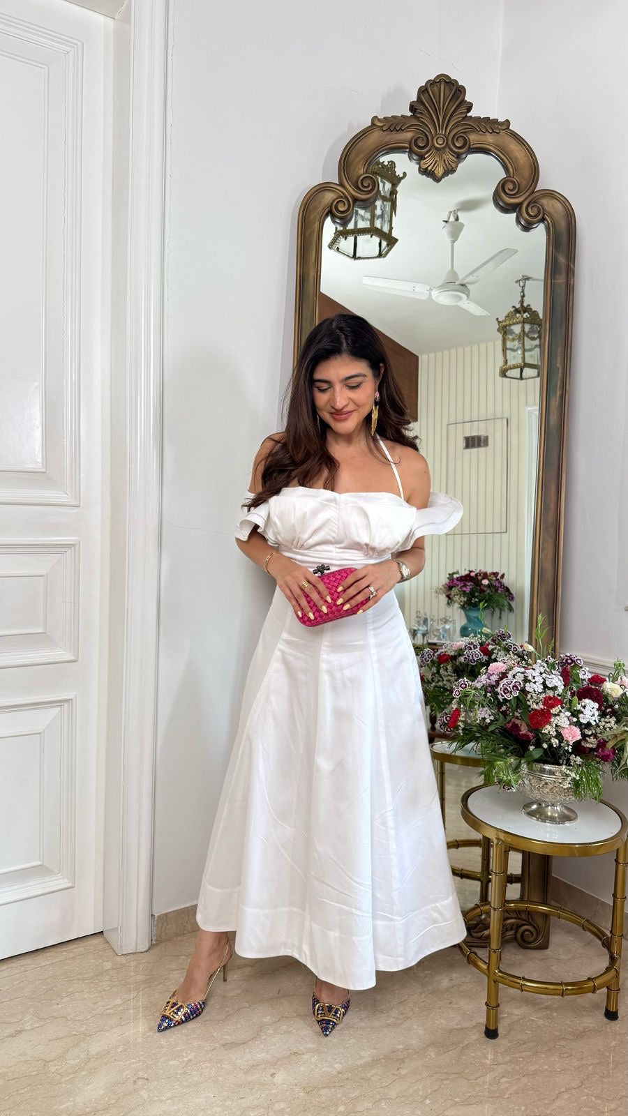 WHITE MIDDI DRESS