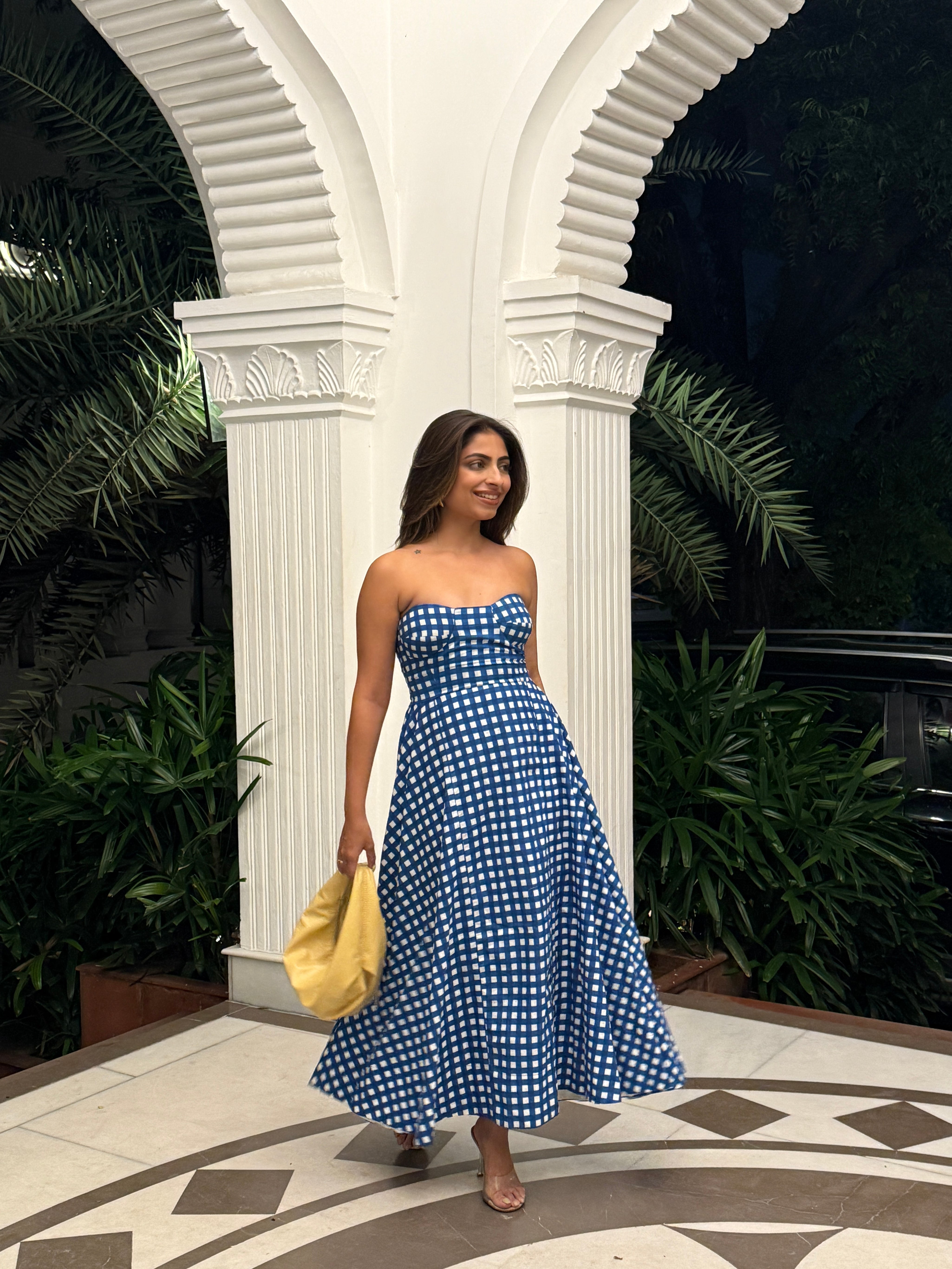 BLUE CHECKERED DRESS M