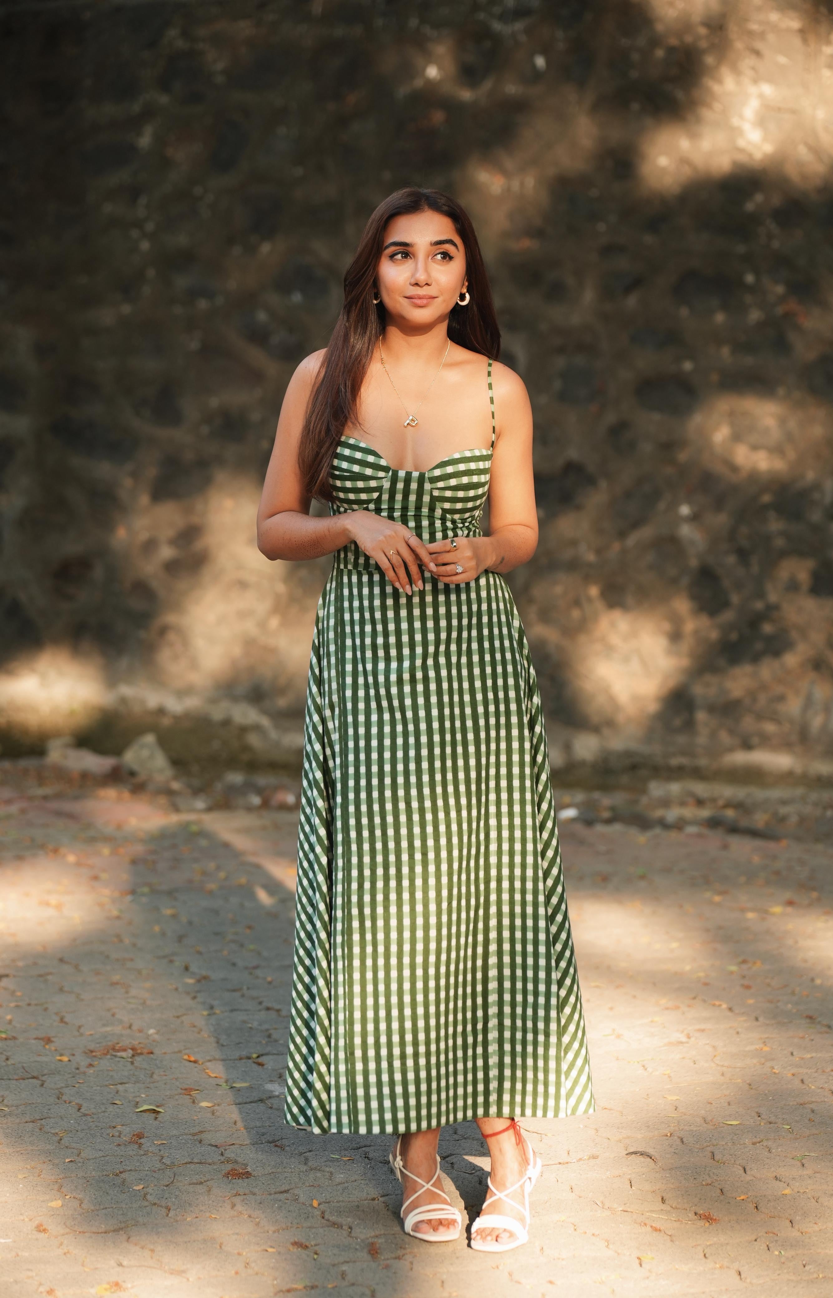 GREEN CHECKERED DRESS XL