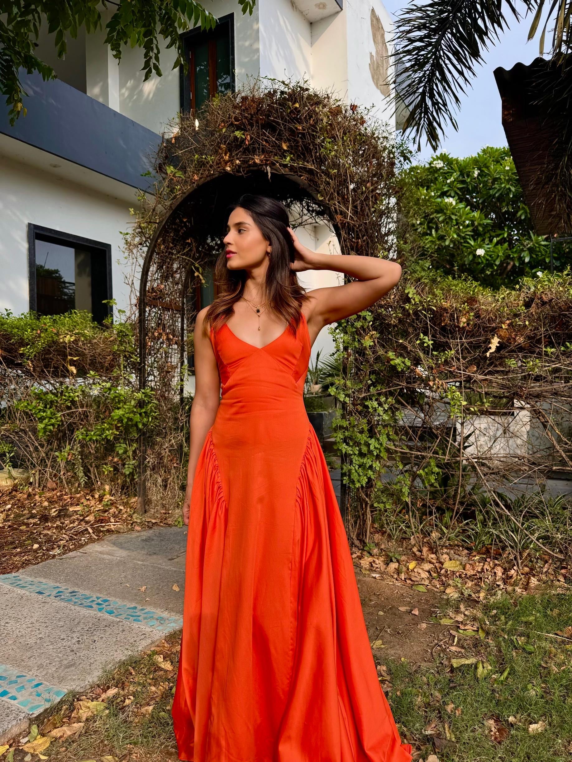 BURNT ORANGE  DRESS
