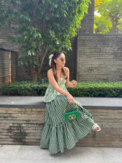 GREEN POLKA DOT SKIRT SET