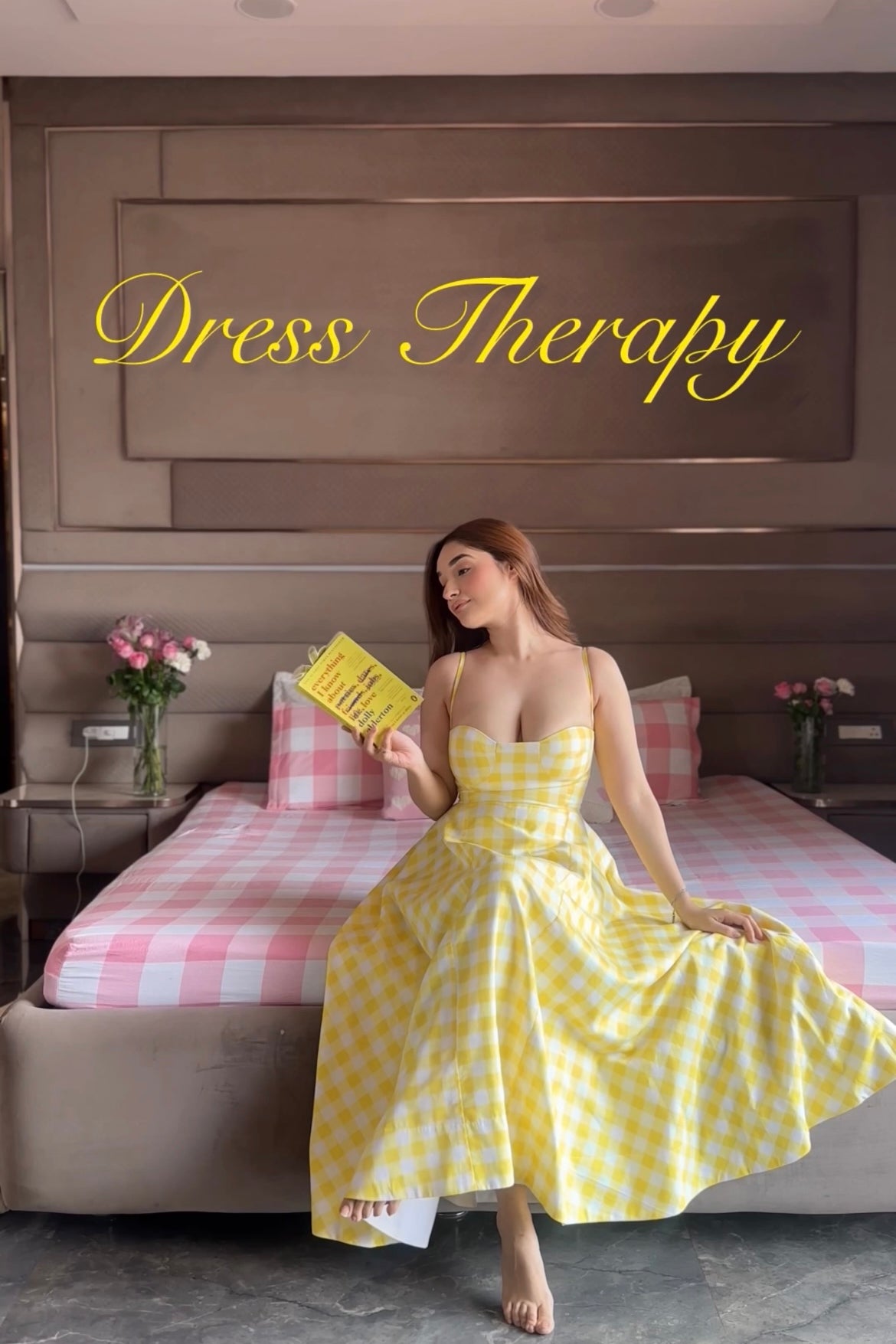 YELLOW CHECKERED DRESS XS