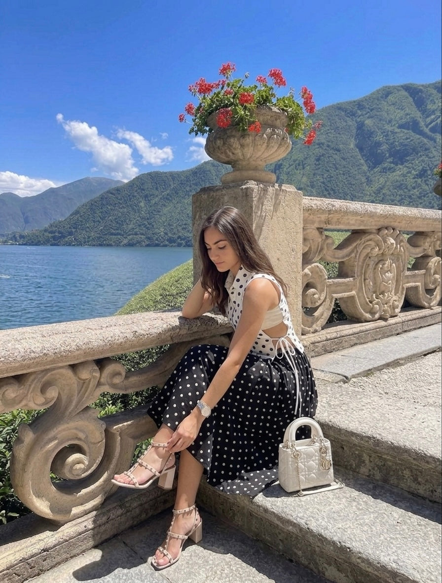 BLOCK POLKA SKIRT SET