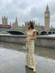 MOCHA CHECKS DRESS