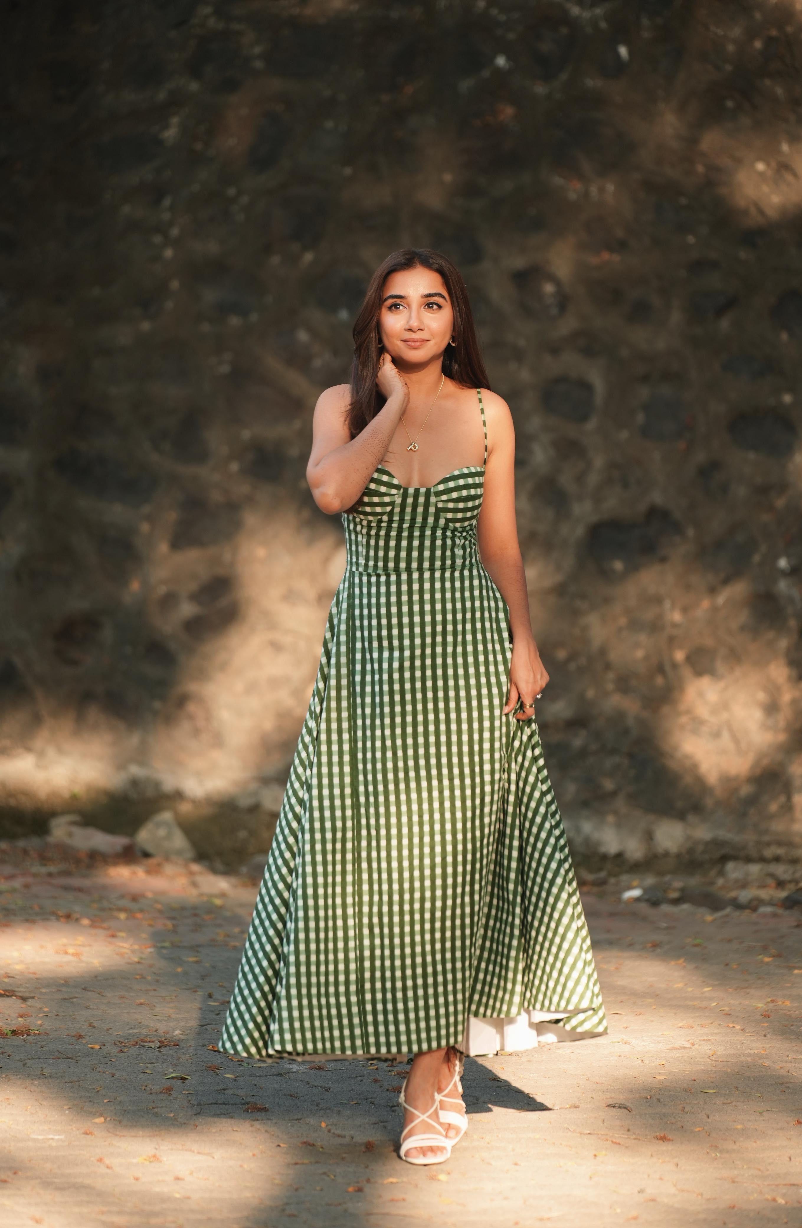 GREEN CHECKERED DRESS XL