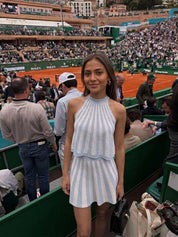 BLUE STRIPE SKIRT SET