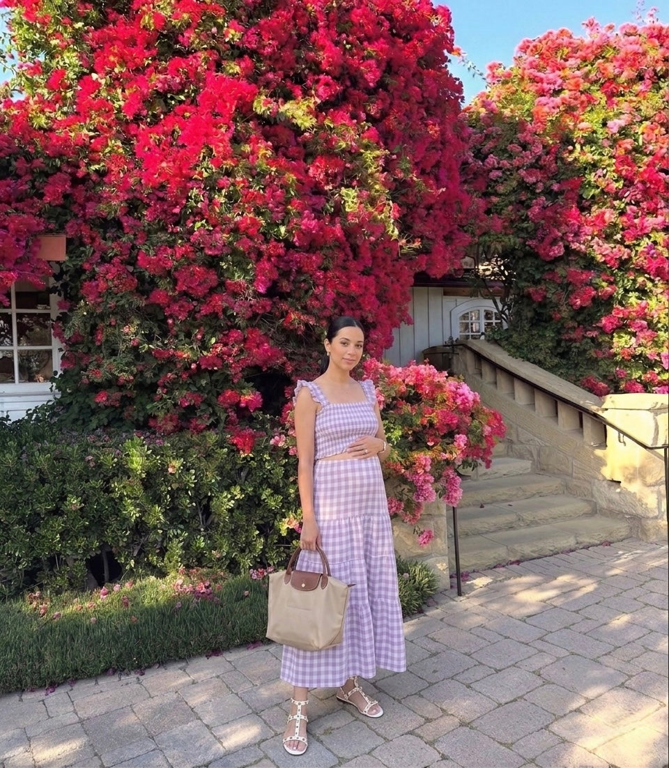 LILAC  CHECK SKIRT SET