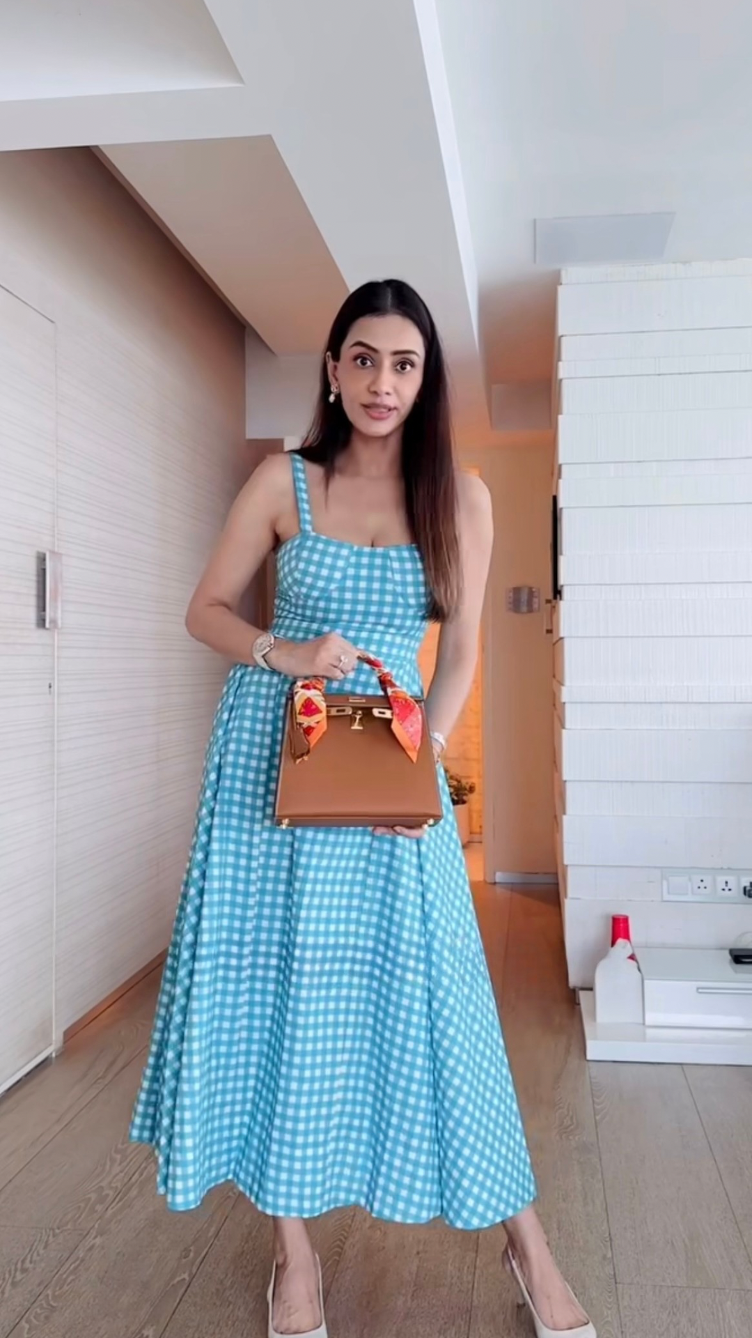 PASTEL BLUE CHECKERED DRESS S