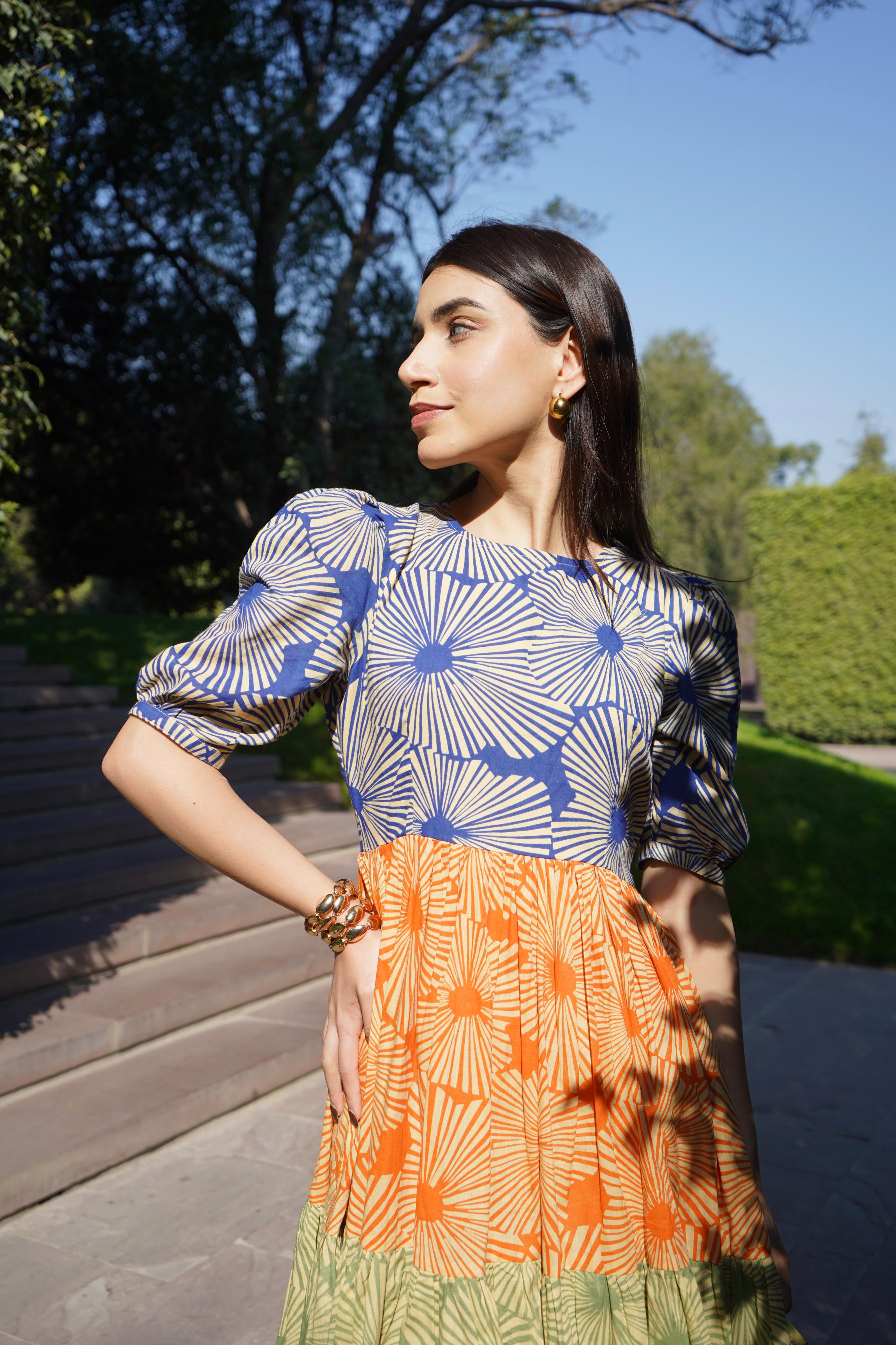 MULTICOLOUR MIDDI DRESS